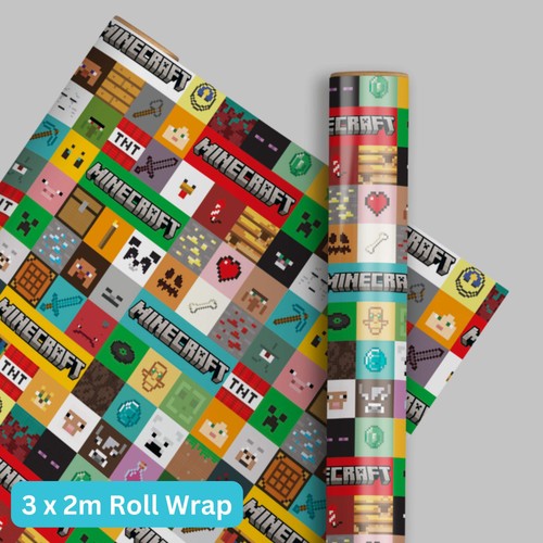 Minecraft gift wrap roll - wrap,