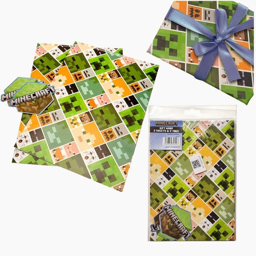 2pk minecraft wrapping paper - 2pk, &