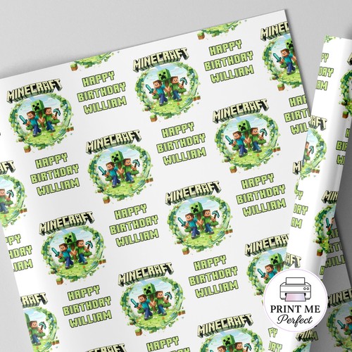 Minecraft birthday wrapping - minecraft,